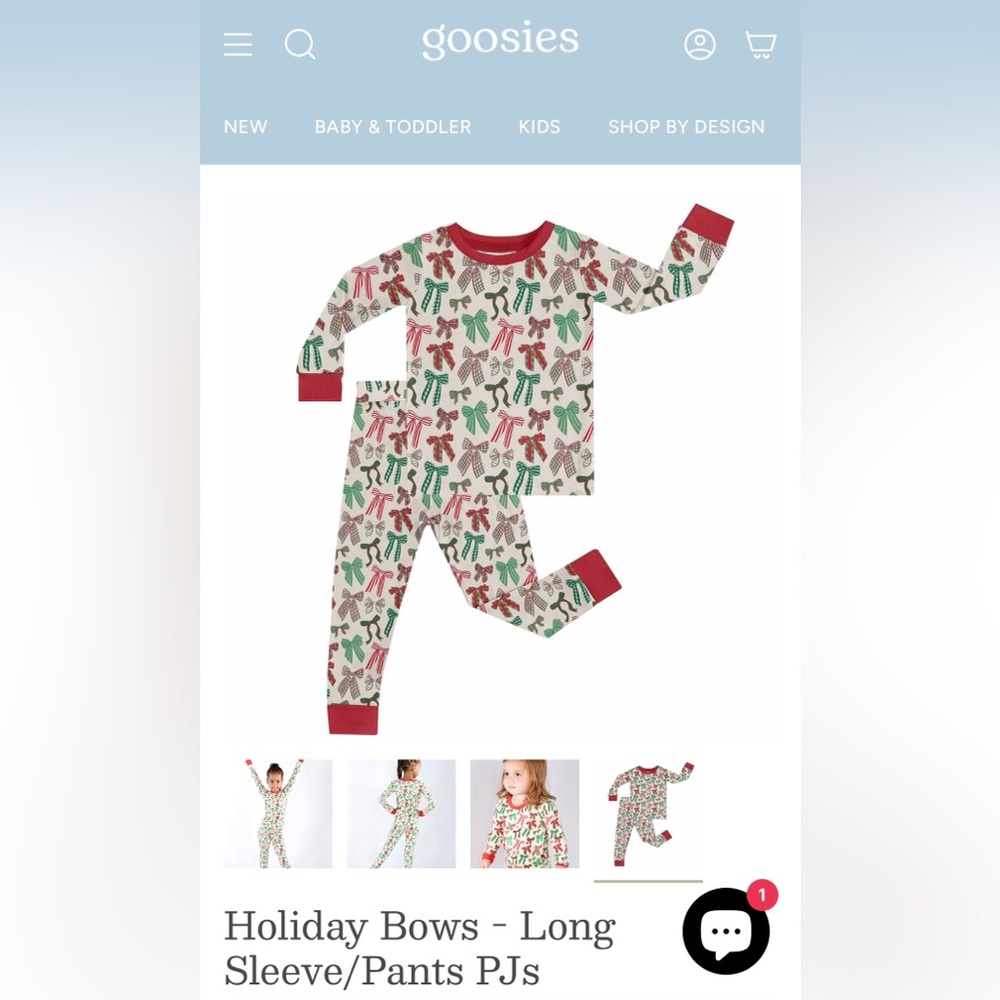 BNWT Goosies Kids 2pc Long Sleeve Pajamas- Holiday Bows 2T